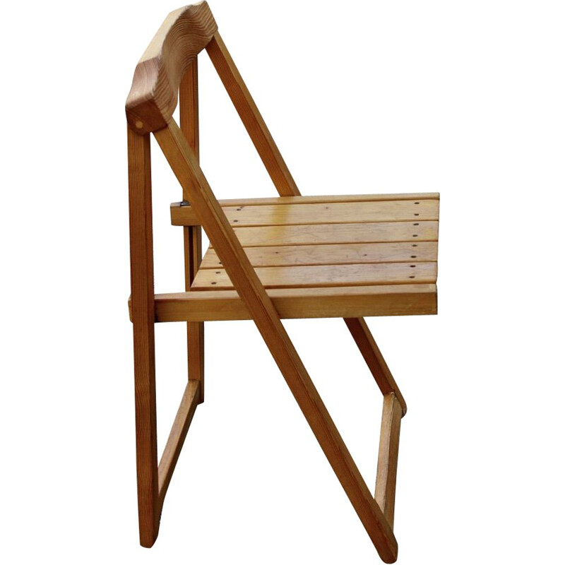 Cadeira dobrável de pinheiro Vintage Trieste por Aldo Jacober