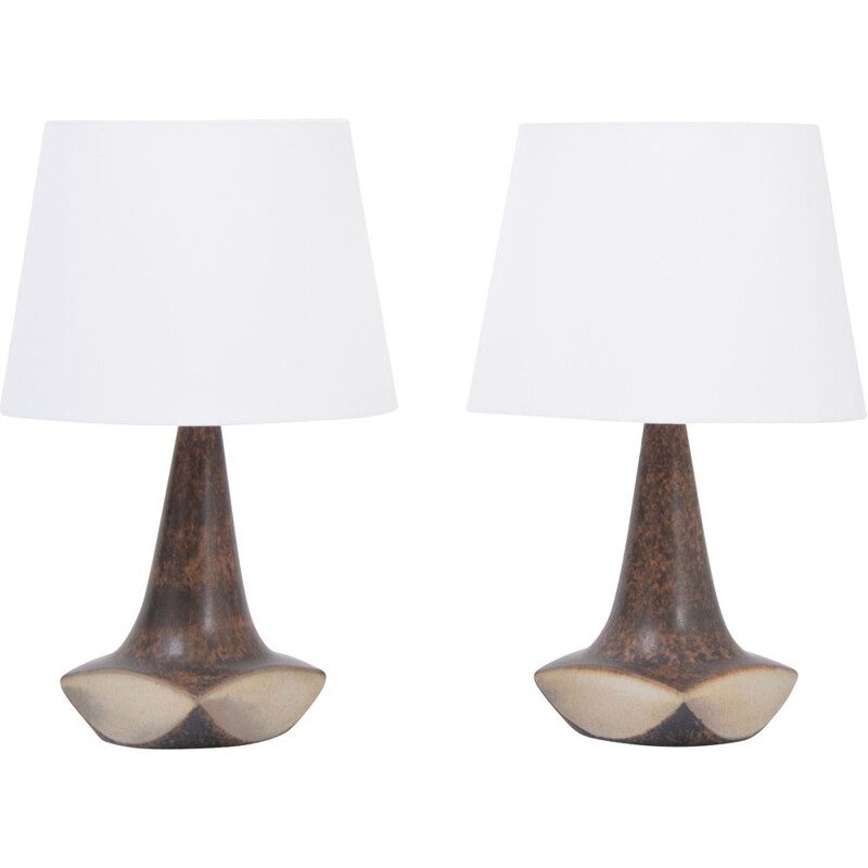 Pair of vintage brown Danish table lamps by Marianne Starck for Michael Andersen, 1960s