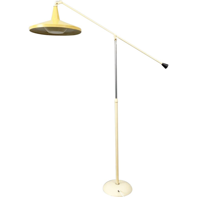 Lampada da terra vintage Panama gialla di Wim Rietveld per Gispen, Paesi Bassi 1950