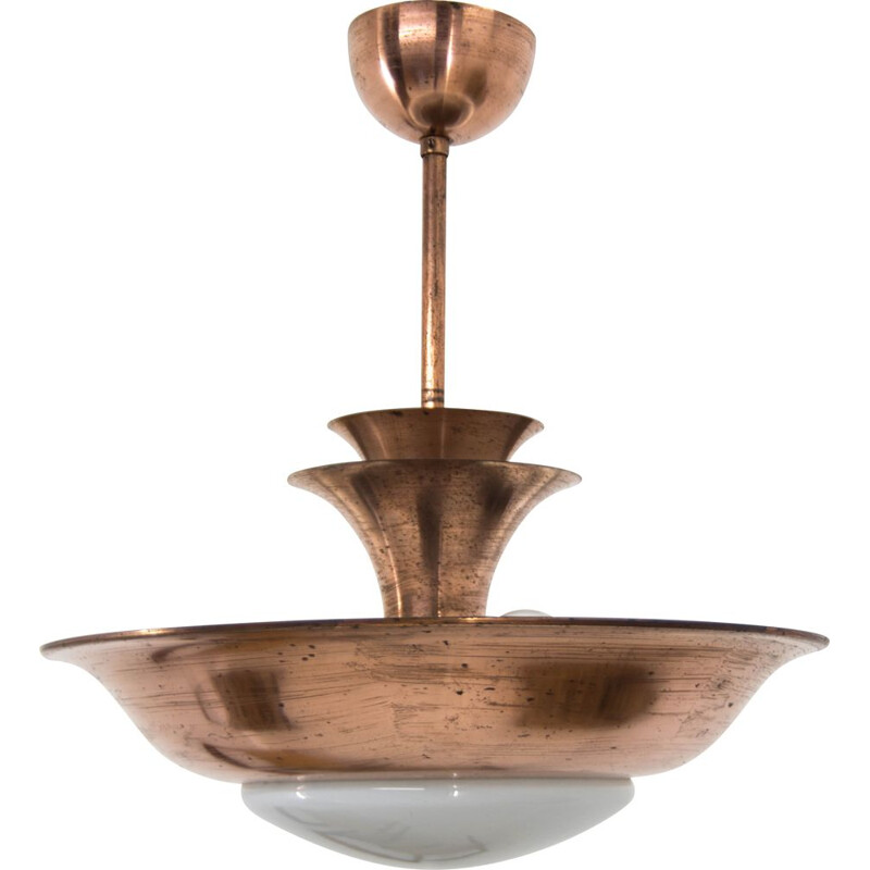 Copper vintage chandelier by Franta Anyz for IAS, 1930s