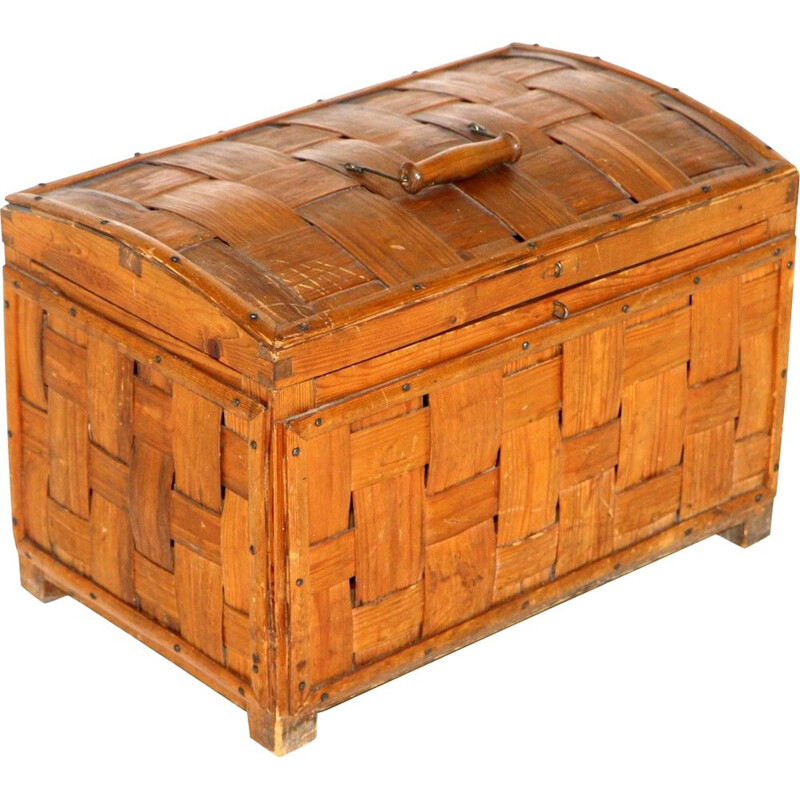 Vintage pine storage chest, Sweden 1950