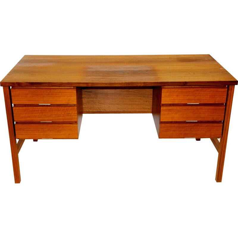 Vintage notenhouten bureau, Zweden 1960