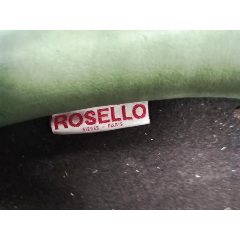 Juego de salón vintage Rosello en haya y cuero verde