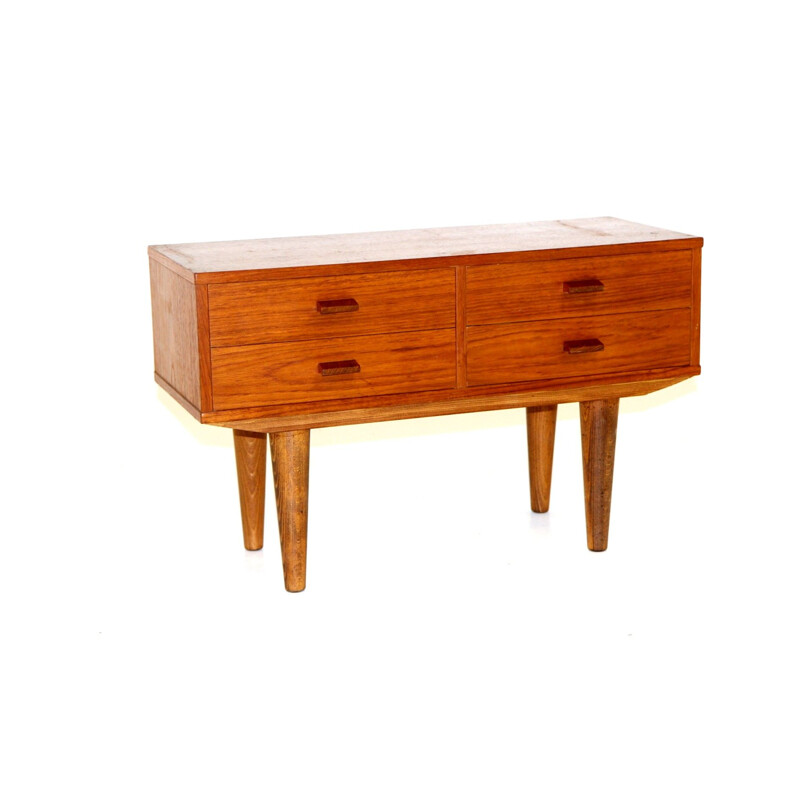Vintage teak chest of drawers with 4 drawers, Sweden 1960s