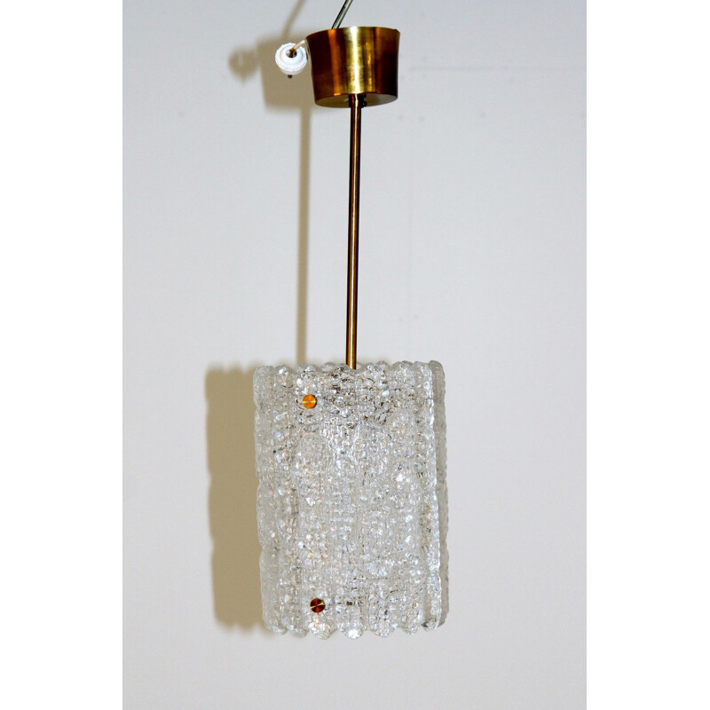 Lámpara de suspensión vintage de cristal de Carl Fagerlund para Orrefors, Suecia 1950