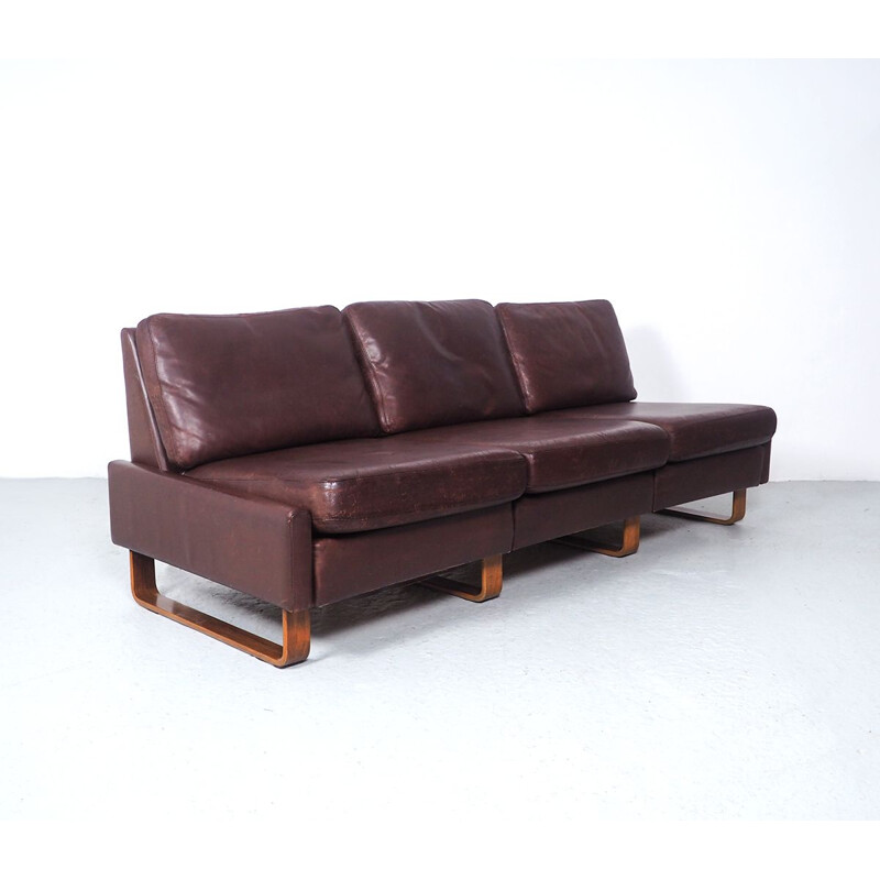 Vintage leather 3-seater Conseta sofa by Friedrich Wilhelm Möller for Cor, 1960s