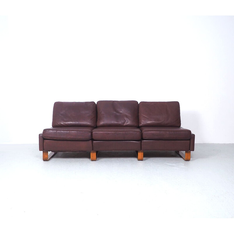 Vintage leather 3-seater Conseta sofa by Friedrich Wilhelm Möller for Cor, 1960s