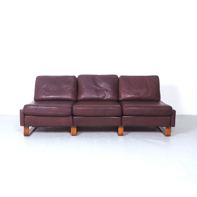 Vintage leather 3-seater Conseta sofa by Friedrich Wilhelm Möller for Cor, 1960s