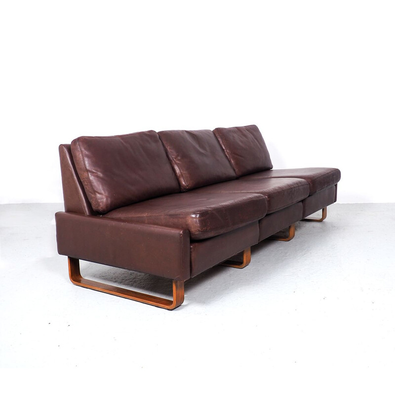 Vintage leather 3-seater Conseta sofa by Friedrich Wilhelm Möller for Cor, 1960s