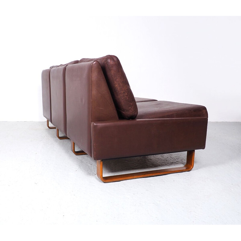 Vintage leather 3-seater Conseta sofa by Friedrich Wilhelm Möller for Cor, 1960s