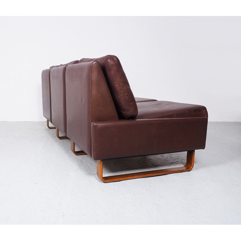 Vintage leather 3-seater Conseta sofa by Friedrich Wilhelm Möller for Cor, 1960s