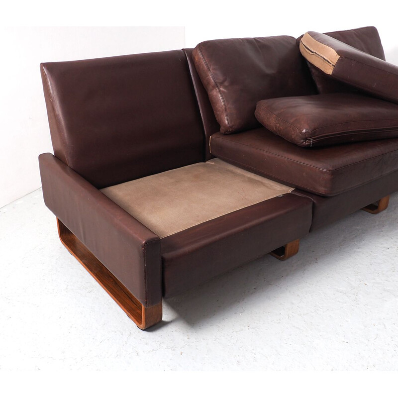 Vintage leather 3-seater Conseta sofa by Friedrich Wilhelm Möller for Cor, 1960s