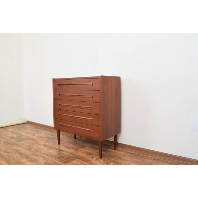 Mid-century Danish teak chest of drawers with 5 drawers, 1960s