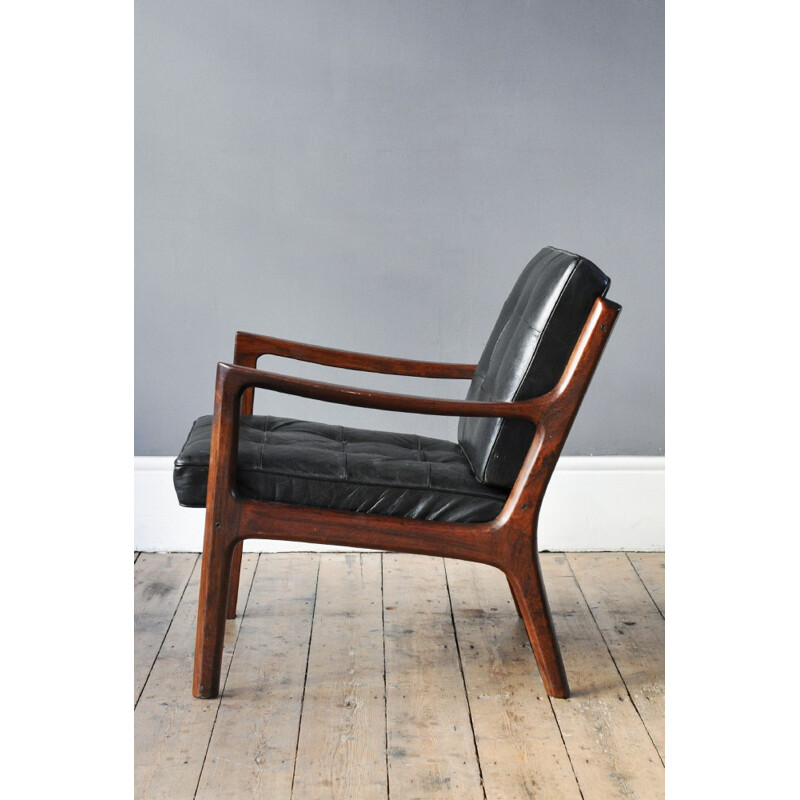 Pair of black France & Son armchairs in rosewood, Ole WANSCHER - 1950s