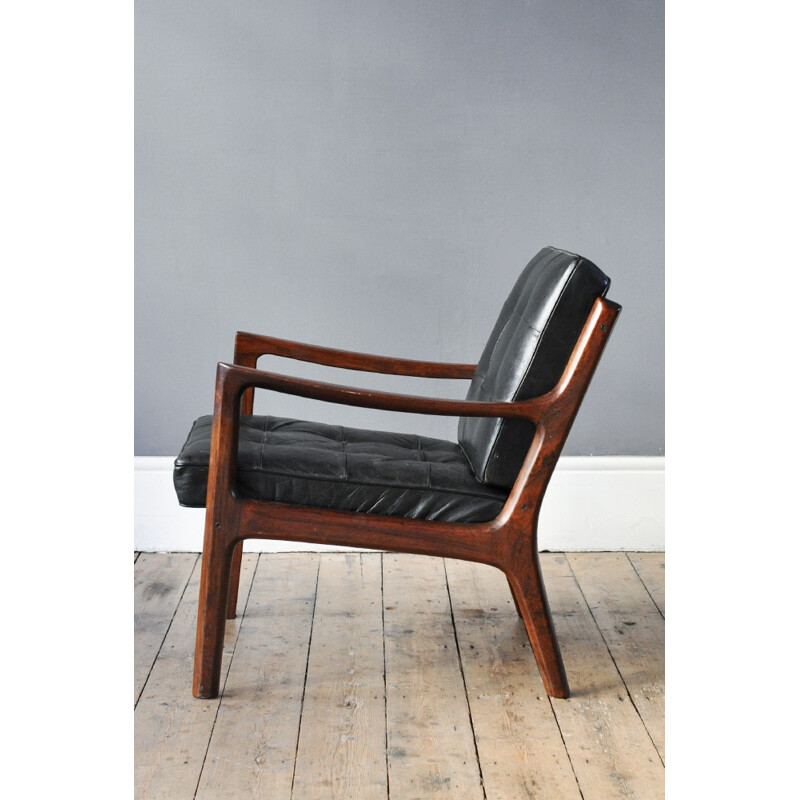 Paire de fauteuils France & Son noirs en bois de palissandre, Ole WANSCHER - 1950 