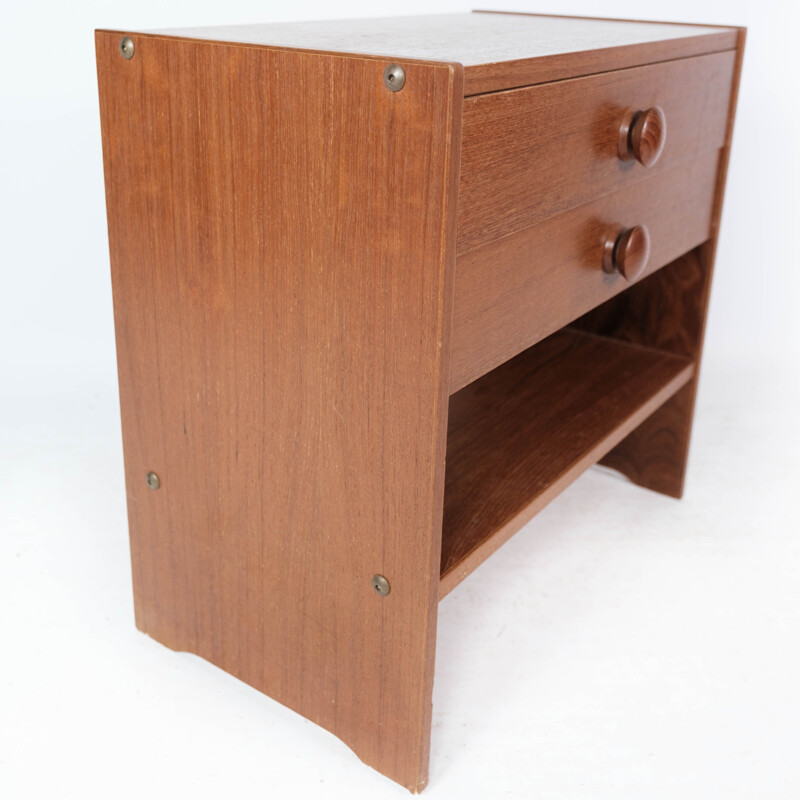 Mesa de cabeceira de teca vintage com gavetas por PBJ Furniture, 1960