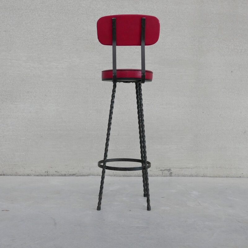 Set of 4 vintage iron bar stools, Holland 1970s