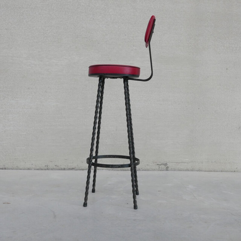 Set of 4 vintage iron bar stools, Holland 1970s