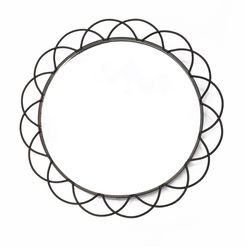 Round vintage wall mirror by VEB Sonneberg, Germany 1971