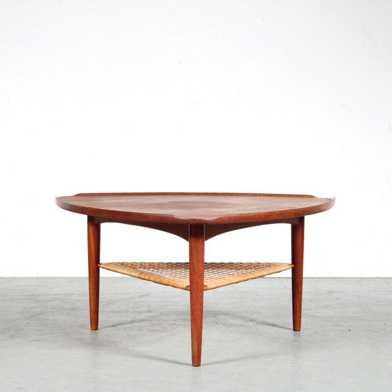 Vintage triangle coffee table by Poul Jensen for Silkeborg, Denmark 1950s