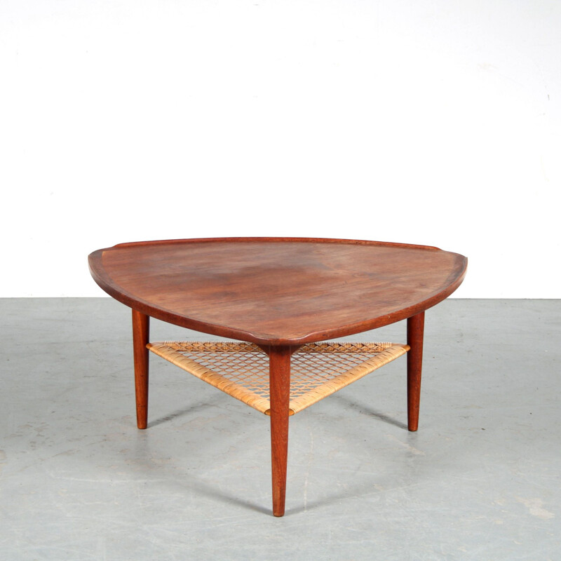 Vintage triangle coffee table by Poul Jensen for Silkeborg, Denmark 1950s