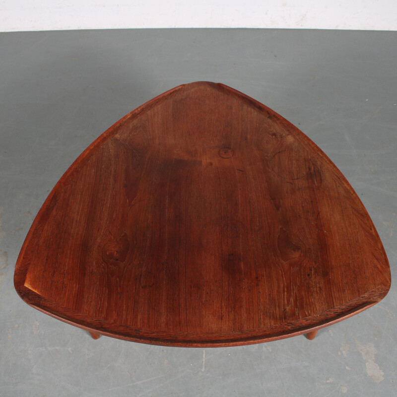 Vintage triangle coffee table by Poul Jensen for Silkeborg, Denmark 1950s