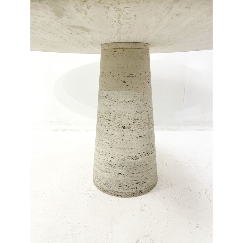 Mid-century round travertine dining table, Italy 1970s