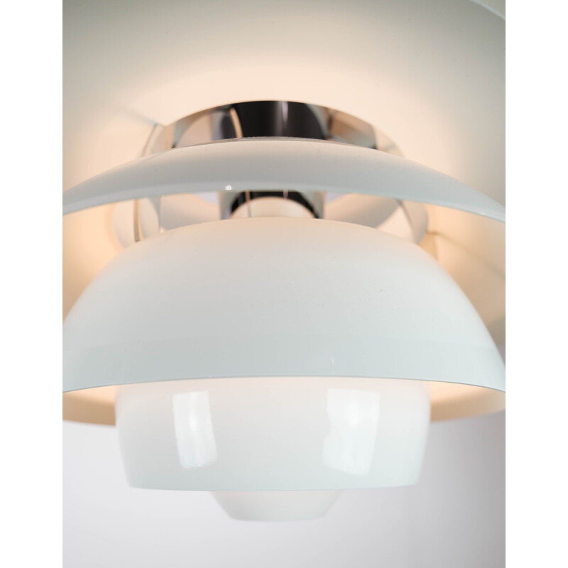 Vintage PH Snowball hanglamp met wit gelakte kappen van Poul Henningsen voor Louis Poulsen