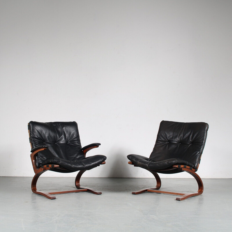 Pair of vintage armchairs by Ingmar Relling for Westnofa, Norway 1970s
