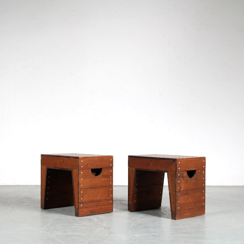 Pair of vintage stools by Dom Hans van der Laan, Netherlands 1970s