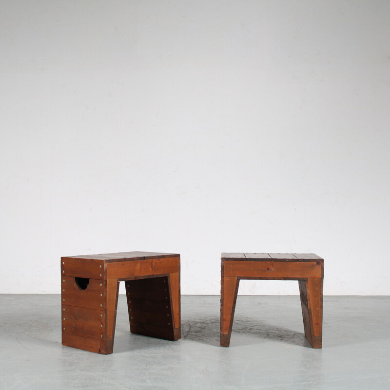 Pair of vintage stools by Dom Hans van der Laan, Netherlands 1970s
