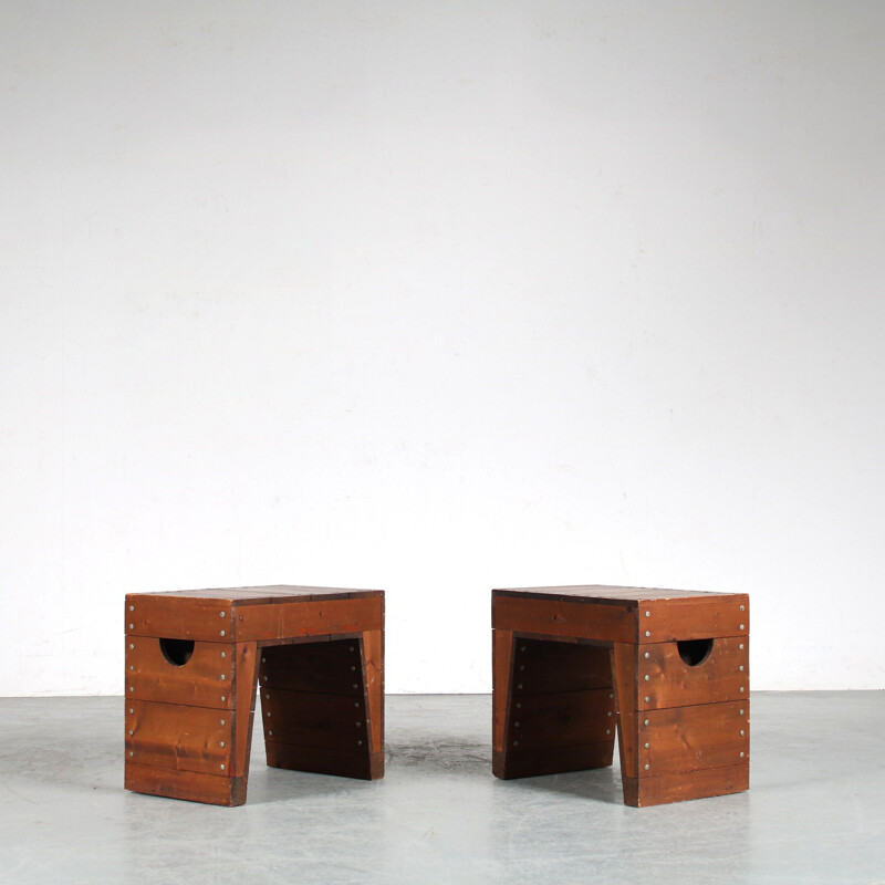 Pair of vintage stools by Dom Hans van der Laan, Netherlands 1970s