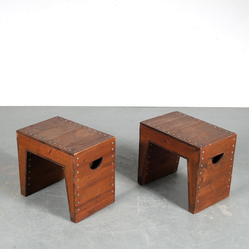 Pair of vintage stools by Dom Hans van der Laan, Netherlands 1970s