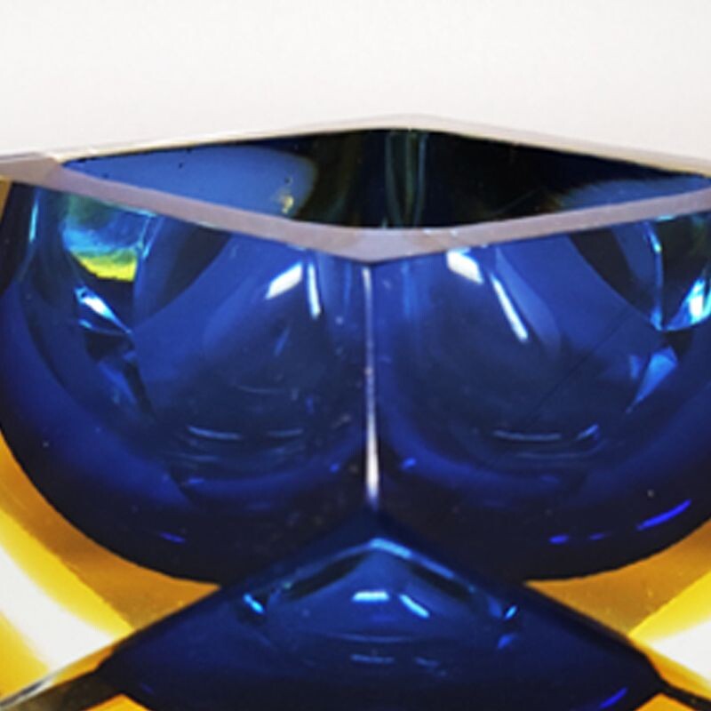 Vintage blue Murano glass ashtray by Flavio Poli for Seguso, 1960s