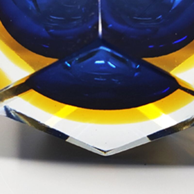 Vintage blue Murano glass ashtray by Flavio Poli for Seguso, 1960s
