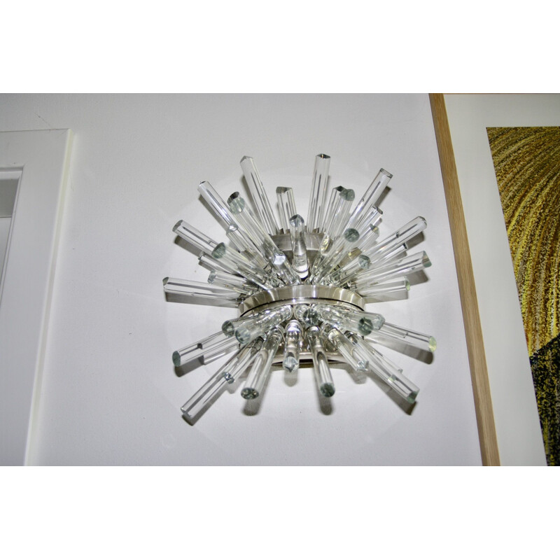 Pair of vintage silver plated and crystal wall lamps by Feiedl Bakalowits, 1960