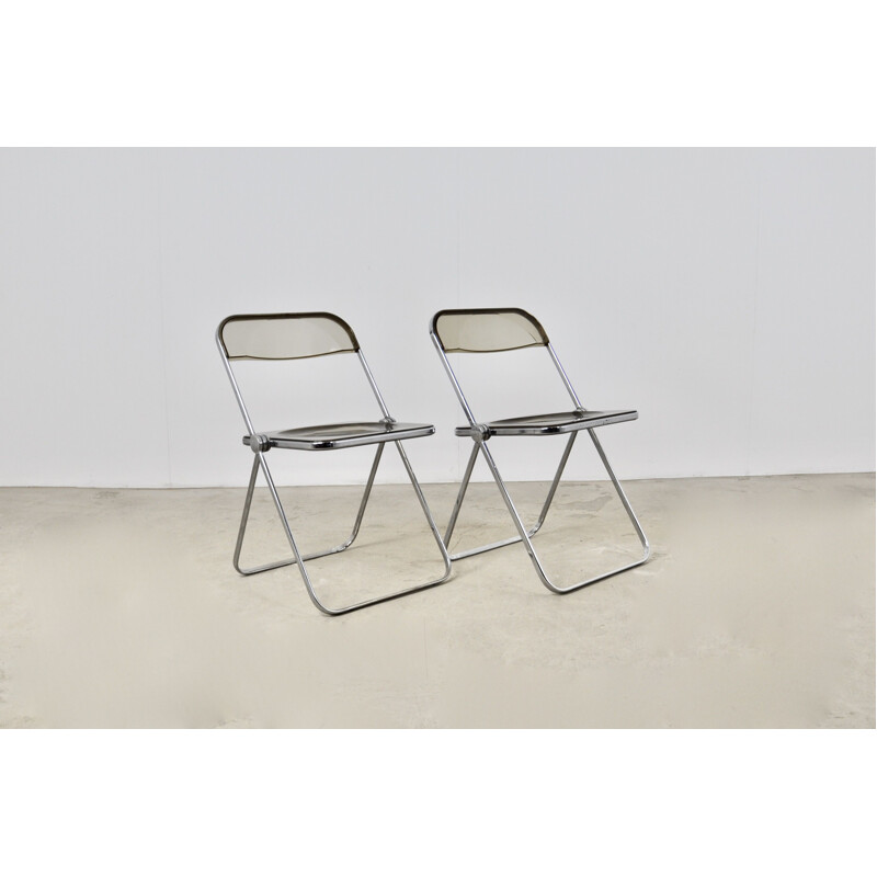 Pair of vintage Plia folding chairs by Giancarlo Piretti for Castelli, 1970