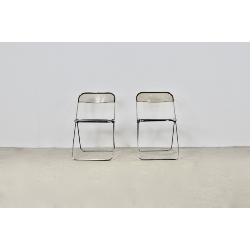 Pair of vintage Plia folding chairs by Giancarlo Piretti for Castelli, 1970