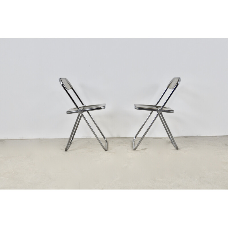 Pair of vintage Plia folding chairs by Giancarlo Piretti for Castelli, 1970