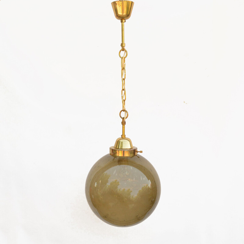 Vintage spherical glass chandelier by Zelaznoborske Sklo, Czechoslovakia 1970