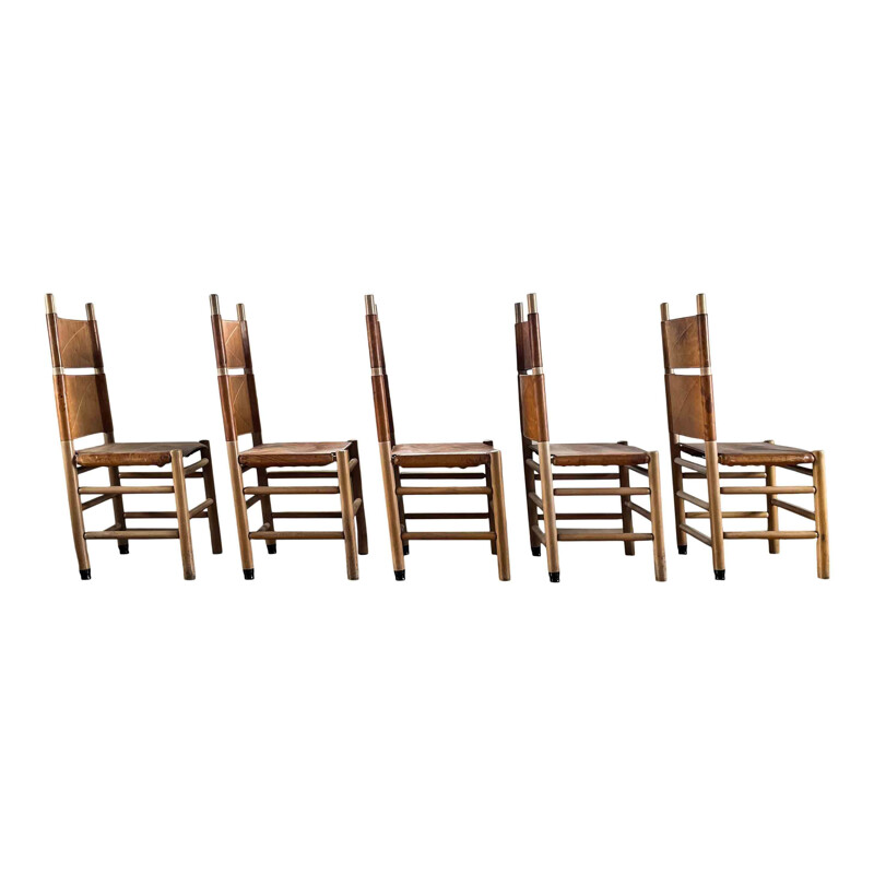 Set van 5 vintage Kentucky stoelen van Carlo Scarpa voor Bernini, 1977