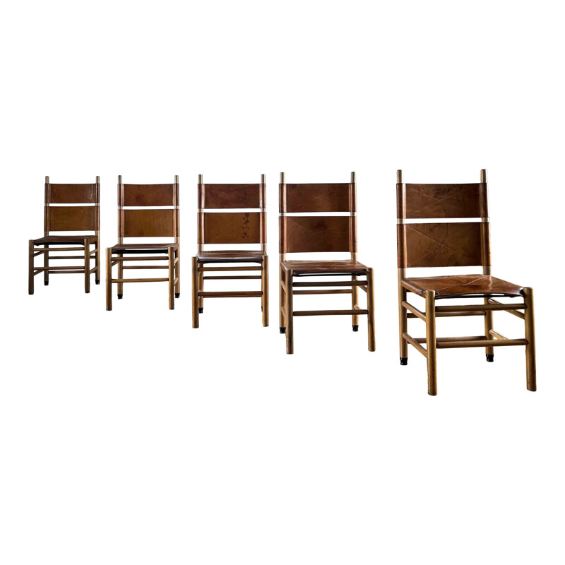 Set van 5 vintage Kentucky stoelen van Carlo Scarpa voor Bernini, 1977