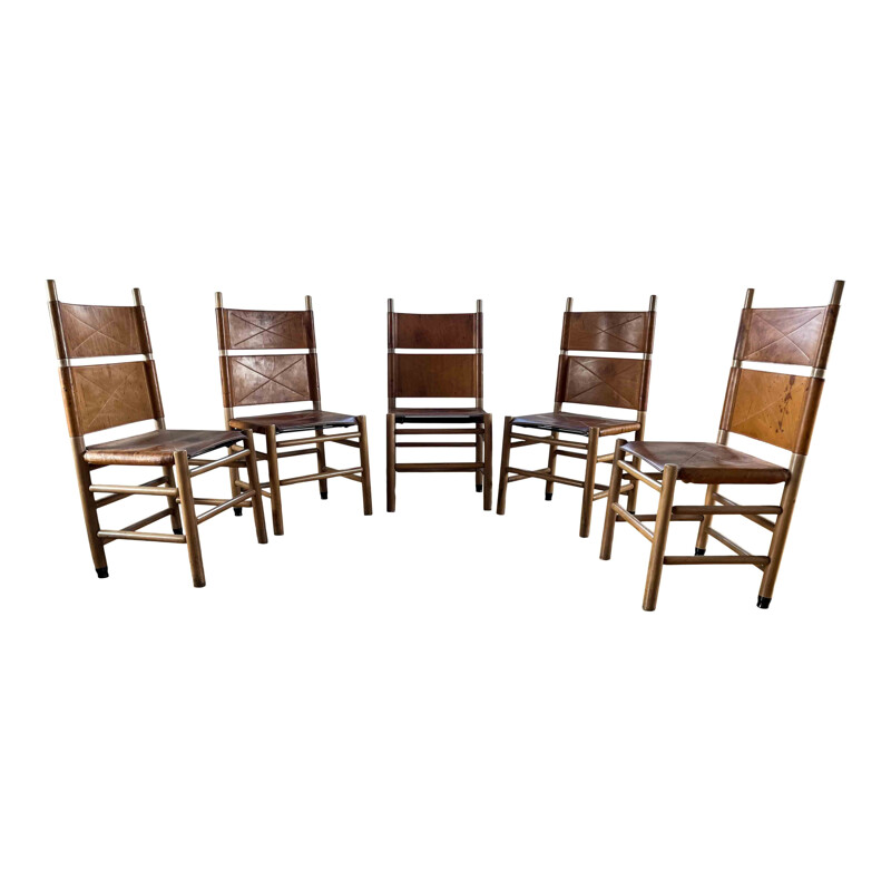 Set di 5 sedie Kentucky vintage di Carlo Scarpa per Bernini, 1977