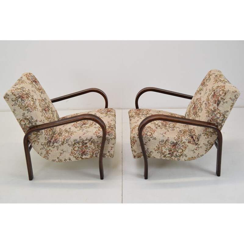Pair of Art Deco vintage armchairs by Kropacek and Kozelka, 1930s