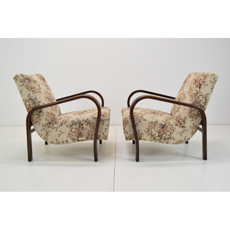 Pair of Art Deco vintage armchairs by Kropacek and Kozelka, 1930s