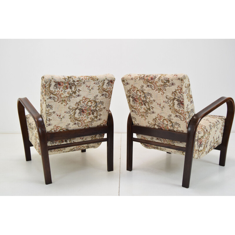 Pair of Art Deco vintage armchairs by Kropacek and Kozelka, 1930s