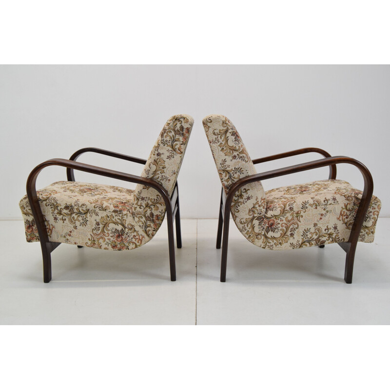 Pair of Art Deco vintage armchairs by Kropacek and Kozelka, 1930s