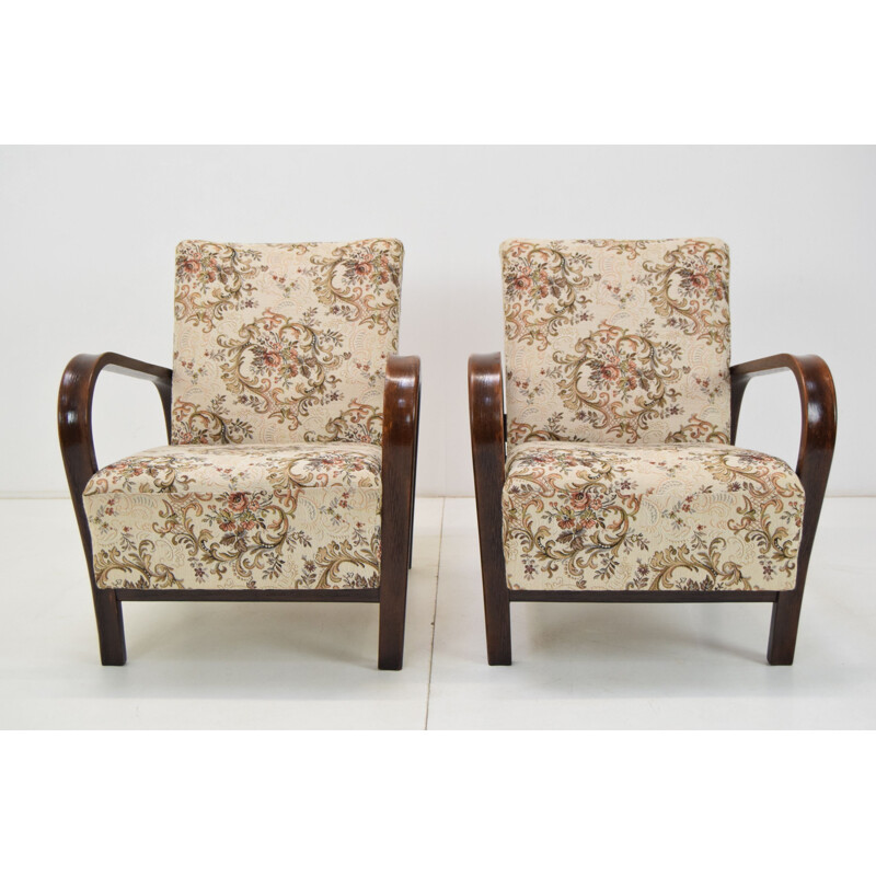 Pair of Art Deco vintage armchairs by Kropacek and Kozelka, 1930s