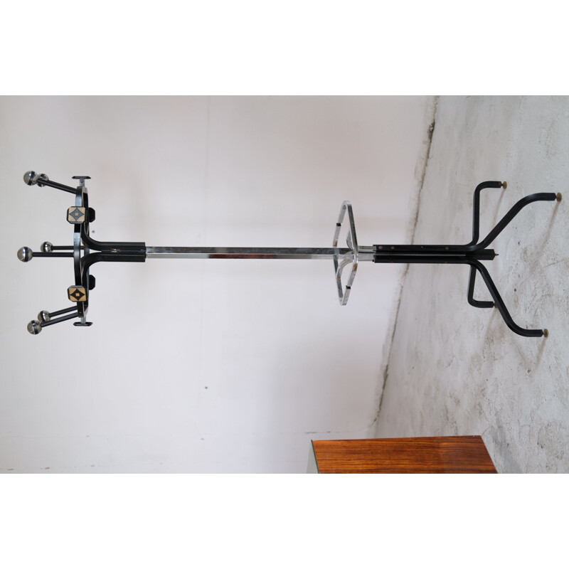 Mid-century metal and chrome coat rack and umbrella stand, Italy 1960s