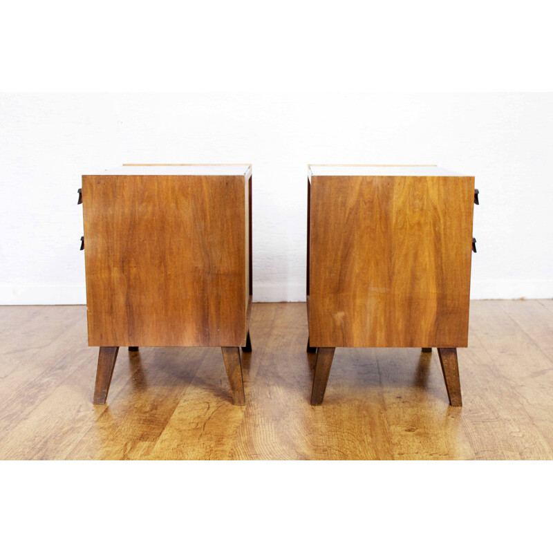 Pair of vintage night stands with compass legs, 1970